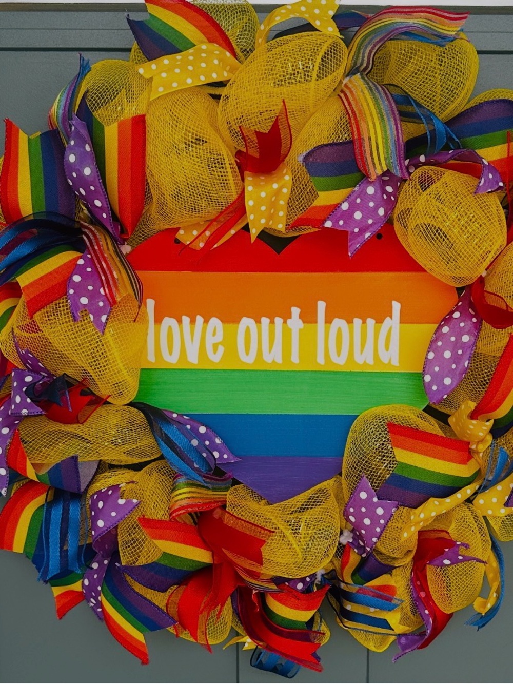 Rainbow LGBTQ Pride Handmade Wreath and Sign